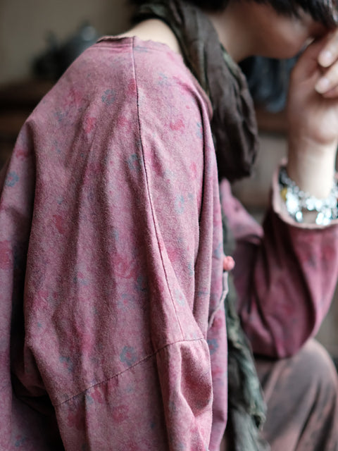 Blusa de algodón con estampado étnico de otoño para mujer