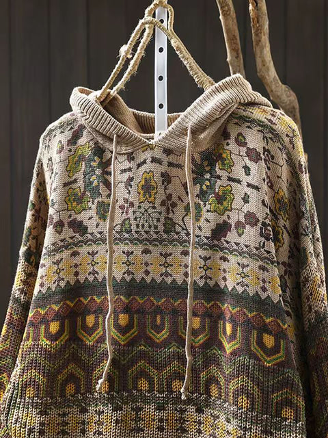 Women Autumn Casual Knit  Hooded Sweater