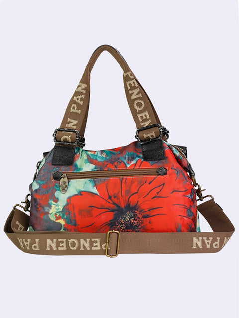 Bolso bandolera retro de piel con empalmes para mujer