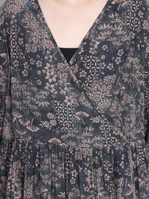 Vestido vintage de primavera con escote en V y tirantes de flores para mujer