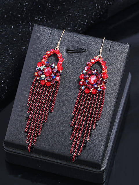 Pendientes de borlas de cristal de Bohemia para mujer