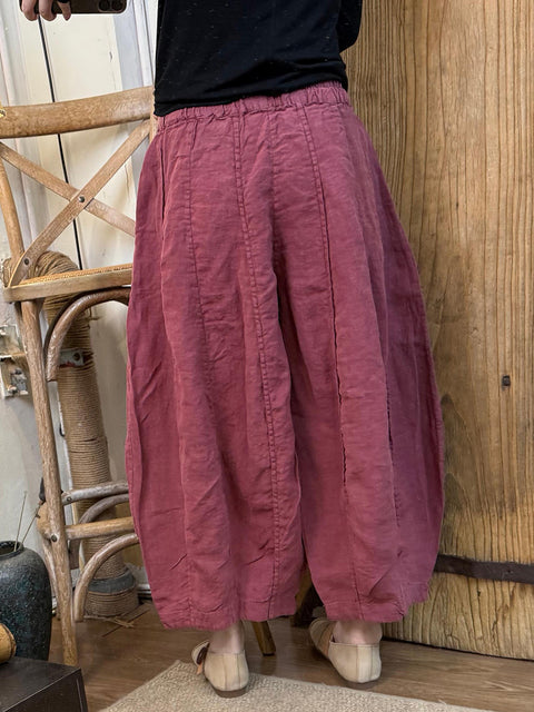 Pantalones harén de lino de color puro para mujer de primavera