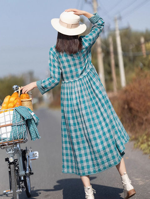 Vestido vintage de primavera con tirantes en la cintura y diseño de celosía para mujer