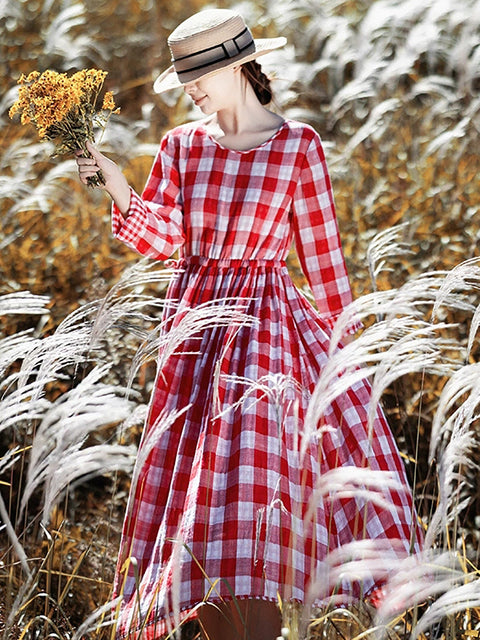 Vestido vintage de primavera con tirantes en la cintura y diseño de celosía para mujer