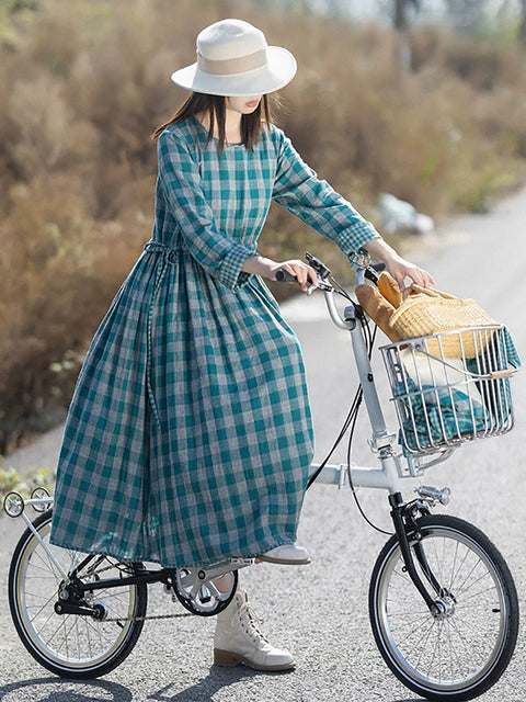 Vestido vintage de primavera con tirantes en la cintura y diseño de celosía para mujer