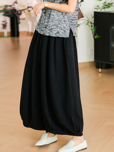 Women Spring Casual Pure Color Loose Bloomers