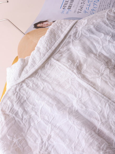 Camisa de cuello vuelto 100 % algodón con bordado de verano para mujer