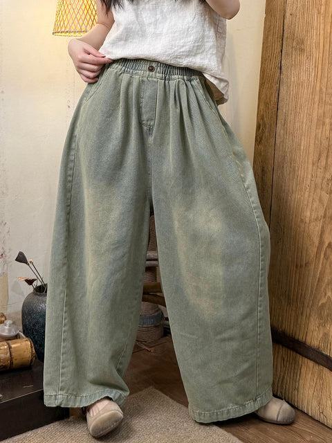 Women Spring Retro Straight Denim Pants