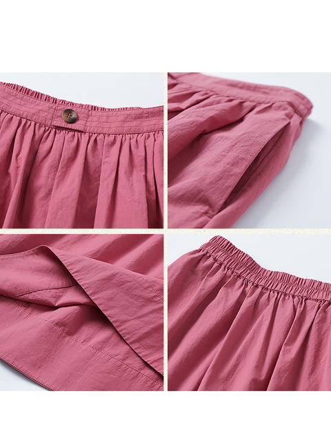 Falda suelta de verano para mujer, 100 % algodón, de color puro