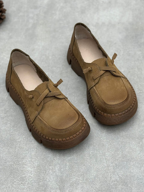 Zapatos de plataforma de cuero vintage para mujer