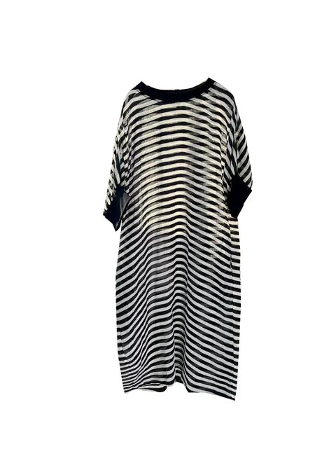 Women Summer Casual Colorblock Stripe Loose Dress