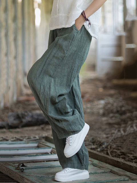 Pantalones harén de ramio con efecto tie-dye vintage para mujer