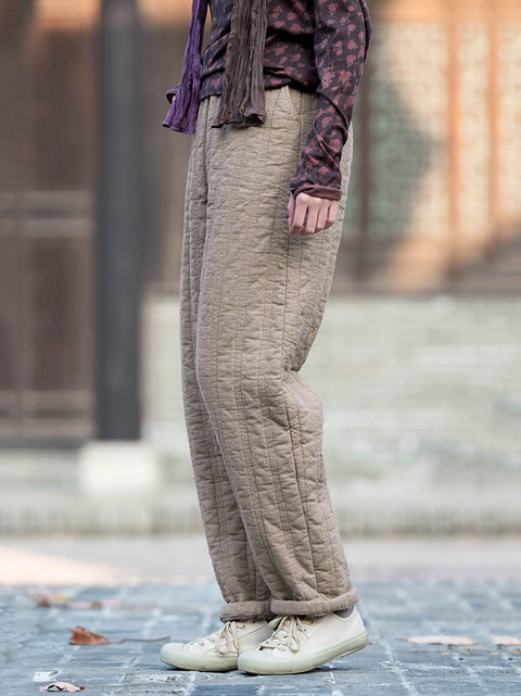 Pantalones acolchados gruesos y sólidos de invierno para mujer