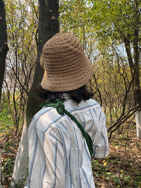 Sombrero de verano para mujer, tejido de paja, sólido, para viajes, resistente al sol