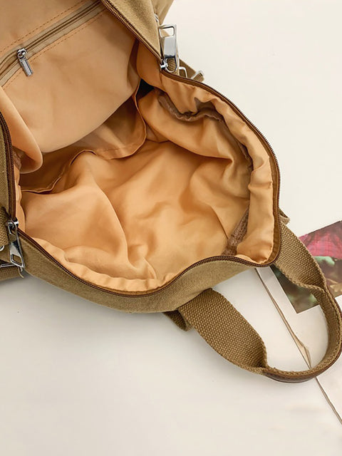 Mochila informal de lona sólida de verano para mujer, de gran capacidad