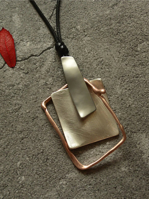 Buykud Simple Casual Geometric Pendant Long Necklace