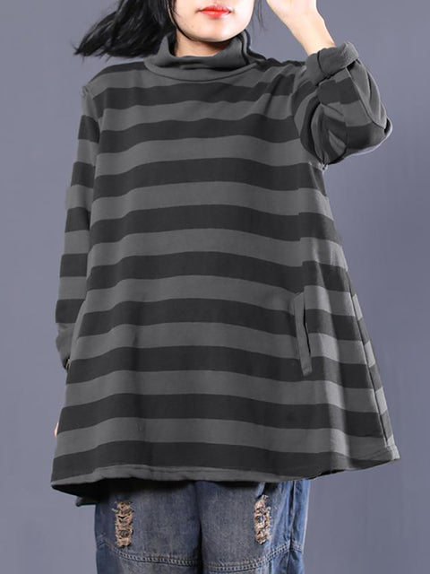 Women Women Casual Stripe Turtleneck Swernshirt