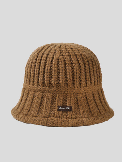 Gorro cálido con parche tejido a la moda de color puro de invierno