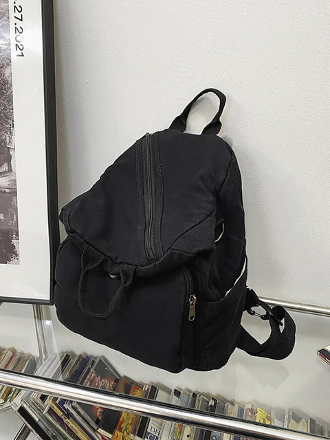 Mochila de bolsos de hombro sólidos de lona estilo japonés