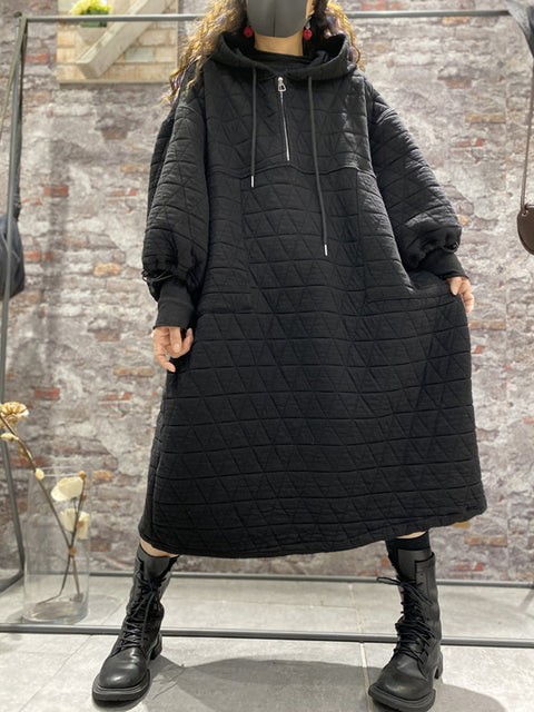 Vestido con capucha y ropa acolchada para mujer de invierno de talla grande