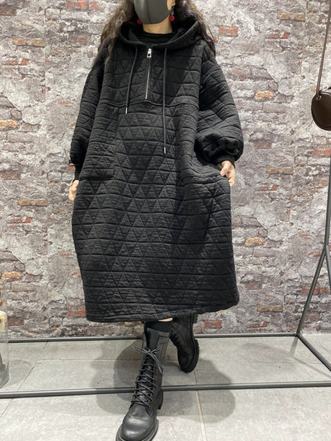 Vestido con capucha y ropa acolchada para mujer de invierno de talla grande