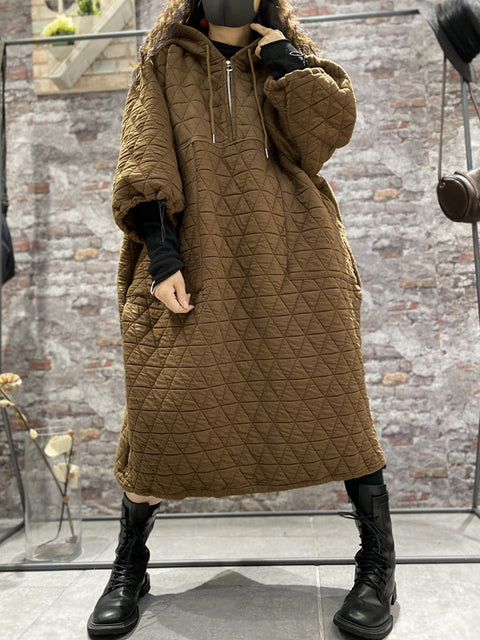 Vestido con capucha y ropa acolchada para mujer de invierno de talla grande