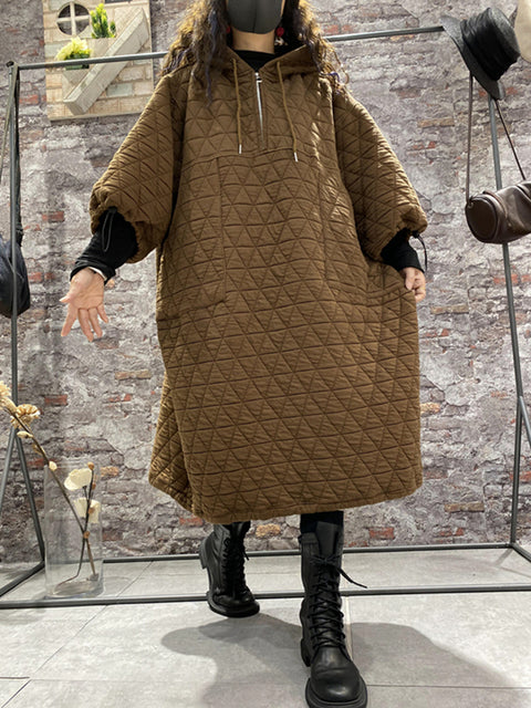 Vestido con capucha y ropa acolchada para mujer de invierno de talla grande